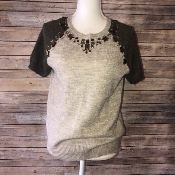 J. Crew jeweled sweater tee alpaca merino wool s76 - Picture 2 of 8